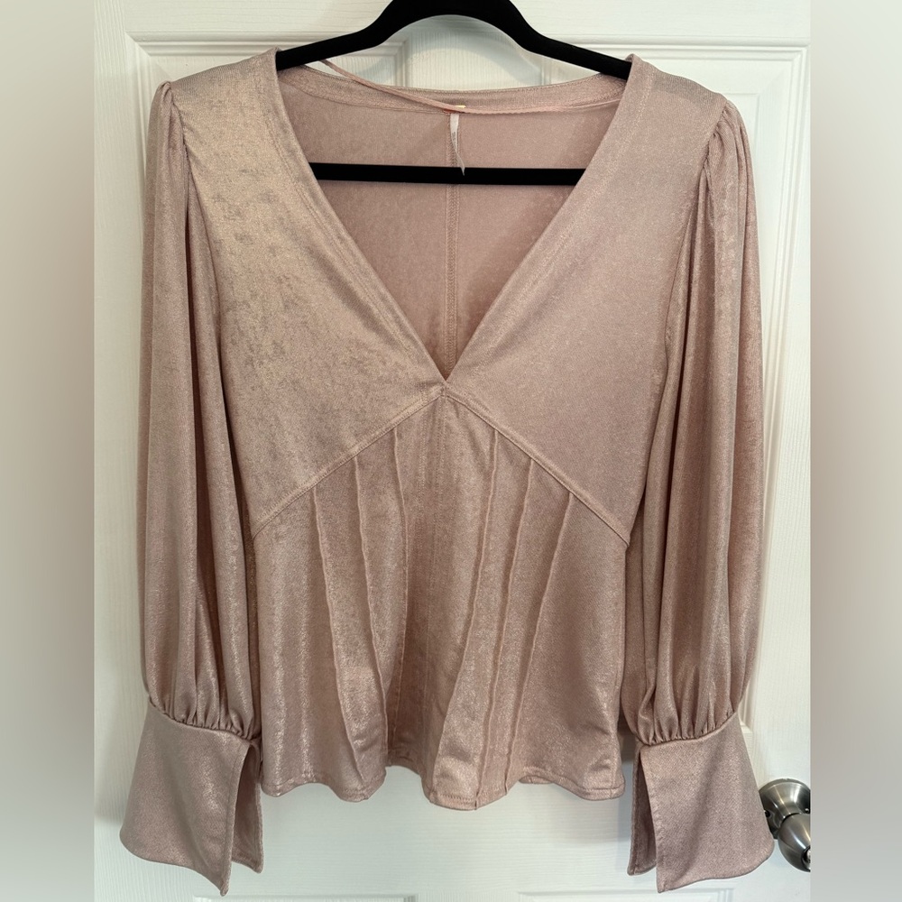 Free People Shimmering Blush Blouse
